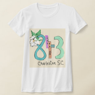 Färgfull Charleston South Carolina-områdeskod T Shirt