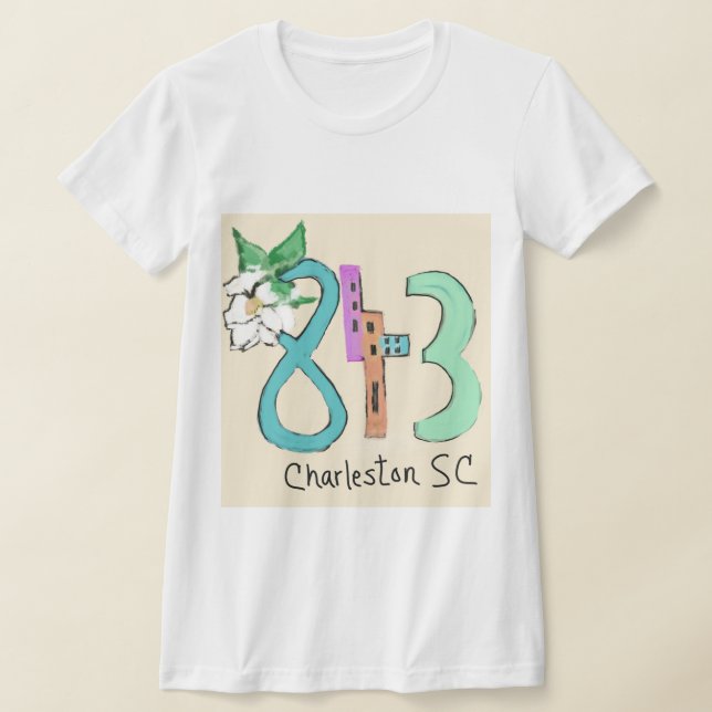 Färgfull Charleston South Carolina-områdeskod T Shirt (Laydown)