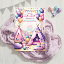 Färgfull charming Teepee Birthday Sleepover Party