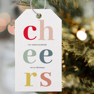 Färgfull Cheer-jul GLAD HELG Presentetikett