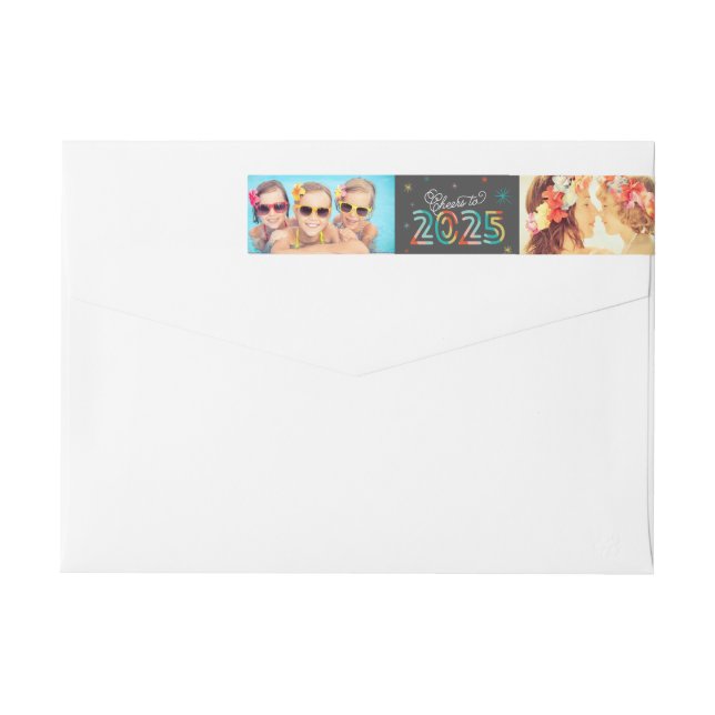 Färgfull Cheers till 2025 Stars Gott nytt år Photo Etikettband (Baksidan)