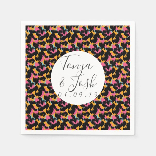 Färgfull Cheetah Skriv ut Mönster Modern Bröllop Pappersservett (Framsidan)