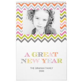 Färgfull Chevron-fotokalender Kalender