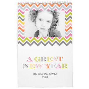 Färgfull Chevron-fotokalender Kalender