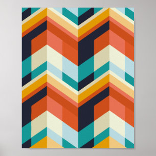 Färgfull Chevron Geometric Mönster Poster