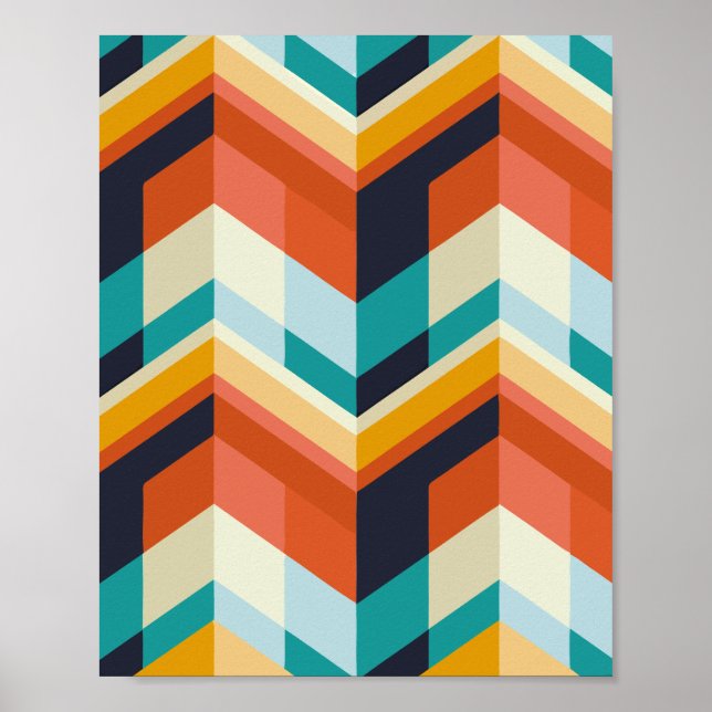 Färgfull Chevron Geometric Mönster Poster (Framsidan)