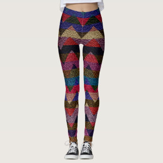 Färgfull Chevron Modern Leather #18 Leggings