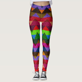 Färgfull Chevron Modern Leather #21 Leggings