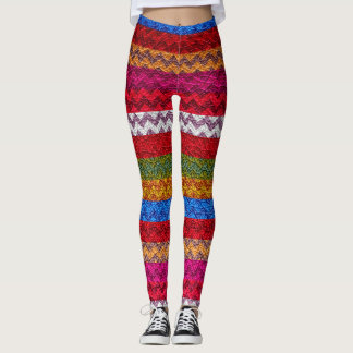Färgfull Chevron Modern Leather #24 Leggings