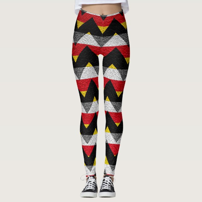 Färgfull Chevron Modern Leather #4 Leggings (Framsida)