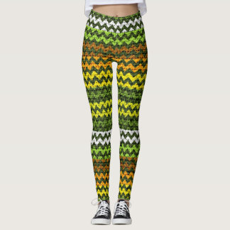 Färgfull Chevron Mönster Burlap-titt #12 Leggings