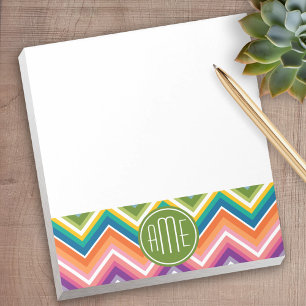 Färgfull Chevron Mönster med Monogram Anteckningsblock