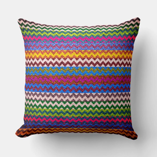 Färgfull Chevron Rand #5 Kudde (Framsida)