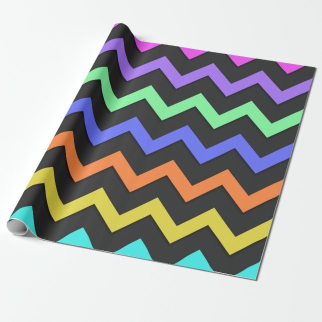 Färgfull Chevron Vibrant Coola Sommar Roligt Mönst Presentpapper (Utrullad)