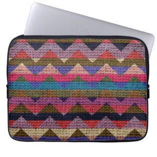 Färgfull Chevron Zigzag Burlap Jute #2 Laptop Sleeve