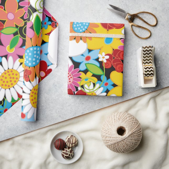 Färgfull Chic Vår blommor Garden  Cute Presentpapper (Hantverk)