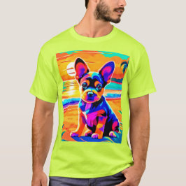 Färgfull Chihuahua Puppy på Sunset Beach T Shirt