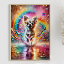 Färgfull Chihuahua Rainbow Splatter Art-Anpassning Poster