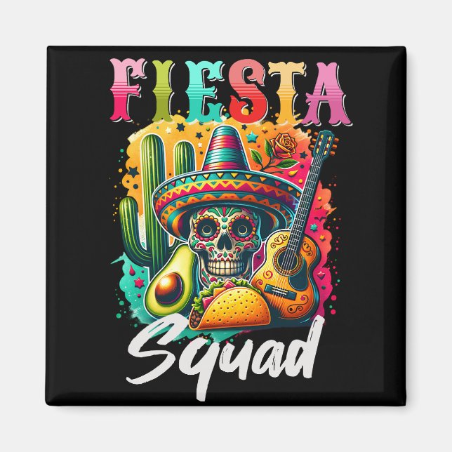Färgfull Cinco de Mayo Fiesta Squad-design Magnet (Framsidan)
