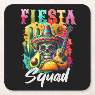 Färgfull Cinco de Mayo Fiesta Squad-design Underlägg Papper Kvadrat