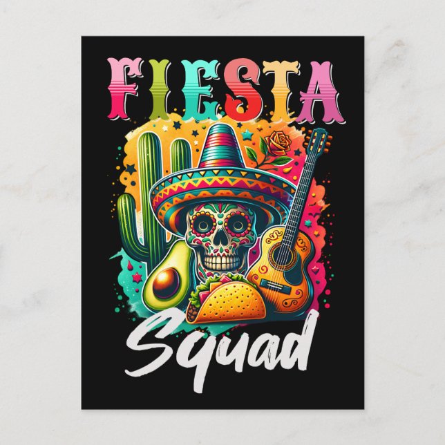 Färgfull Cinco de Mayo Fiesta Squad-design Vykort (Framsida)