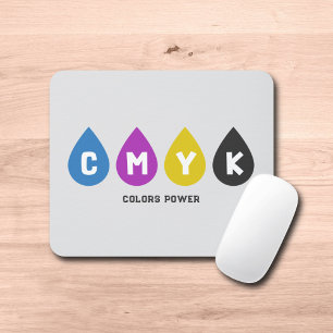 Färgfull CMYK Bläck släpper musknappen Musmatta