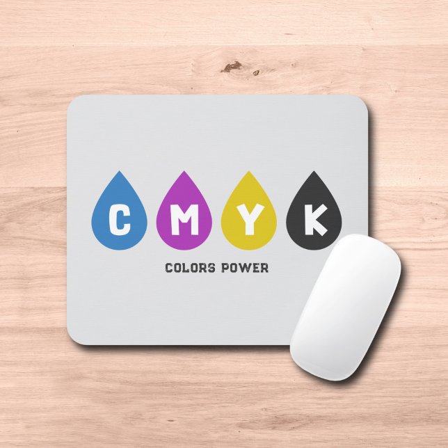 Färgfull CMYK Bläck släpper musknappen Musmatta (Colorful CMYK Ink Drops Mouse Pad)