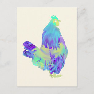 Färgfull Cockerel Quirky Farm Tupp Chicken Art Vykort
