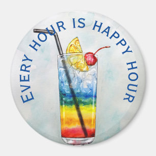 Färgfull Cocktail Large Clock Magnet