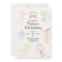 Färgfull Cocktail Party Födelsedagsfest Inbjudan