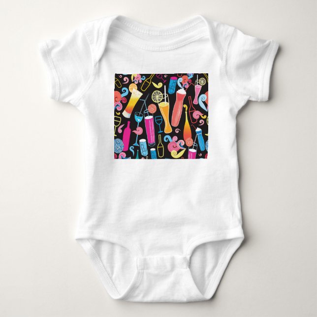 Färgfull cocktails Graphic Seamless Mönster T Shirt (Framsida)
