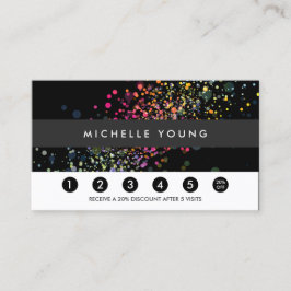 Färgfull Confetti Bokeh på Black Modern Loyalty Lojalitetskort