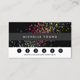 Färgfull Confetti Bokeh på Black Modern Loyalty Lojalitetskort