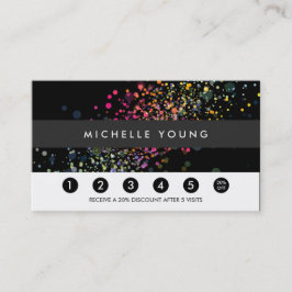 Färgfull Confetti Bokeh på Black Modern Loyalty Lojalitetskort