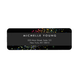 Färgfull Confetti Bokeh på Black Modern Returadress Etikett
