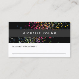 Färgfull Confetti Bokeh på svart Möte Tidsbeställning Kort