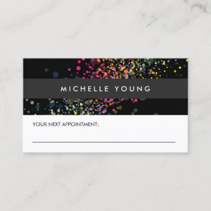 Färgfull Confetti Bokeh på svart Möte Tidsbeställning Kort