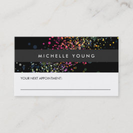 Färgfull Confetti Bokeh på svart Möte Tidsbeställning Kort