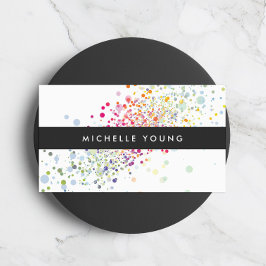 Färgfull Confetti Bokeh på Vit Modern Visitkort