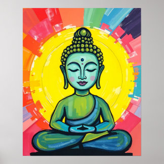 Färgfull Contemporary Crayon Inspired Buddha Poster