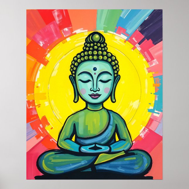 Färgfull Contemporary Crayon Inspired Buddha Poster (Framsidan)