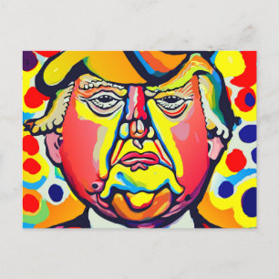 Färgfull Contemporary Donald Trump Porträtt Vykort