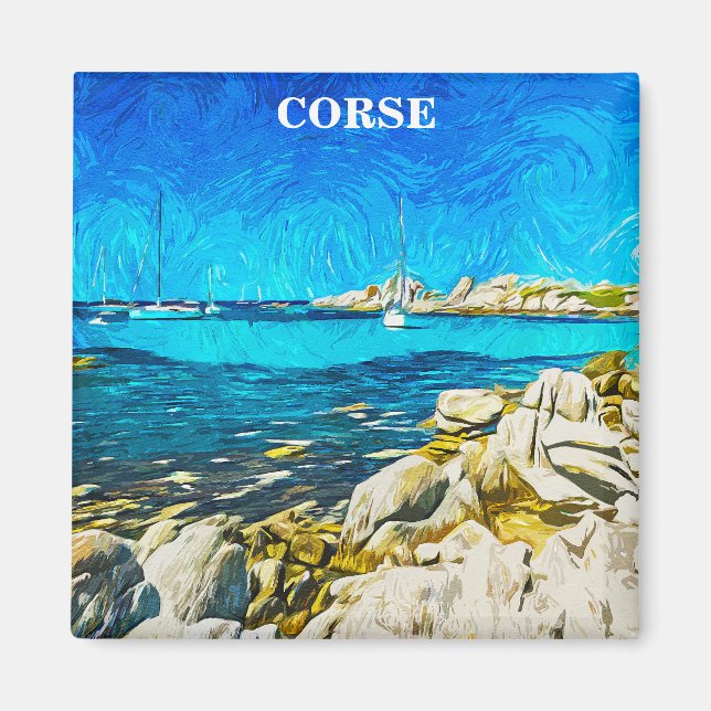 Färgfull Corsica Corse Illustration-målning Magnet (Framsidan)