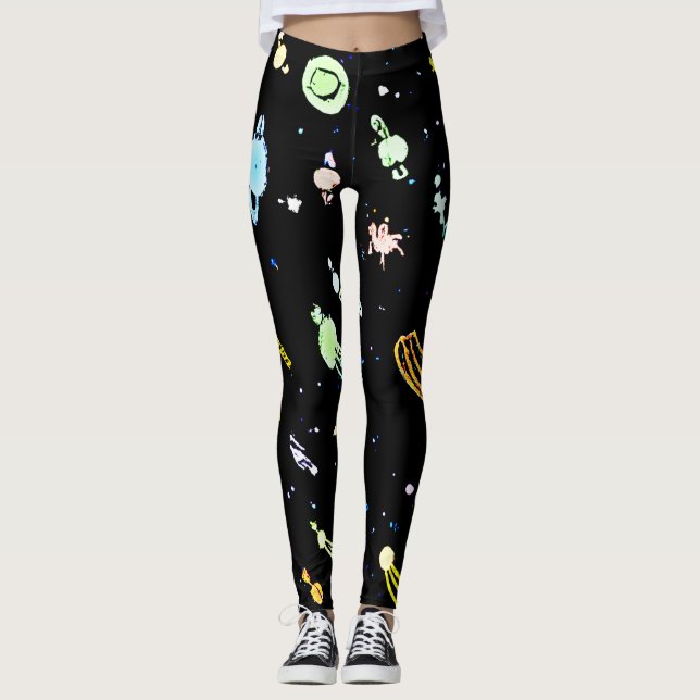 Färgfull Cosmic Celestial Splendor Mönster Leggings (Framsida)