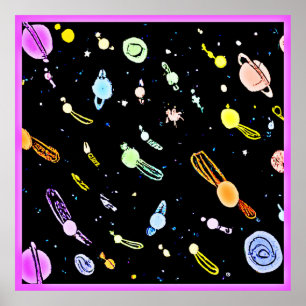 Färgfull Cosmic Celestial Splendor Mönster Poster