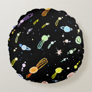 Färgfull Cosmic Celestial Splendor Mönster Rund Kudde