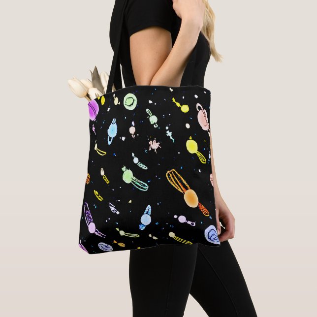Färgfull Cosmic Celestial Splendor Mönster Tygkasse (Närbild)