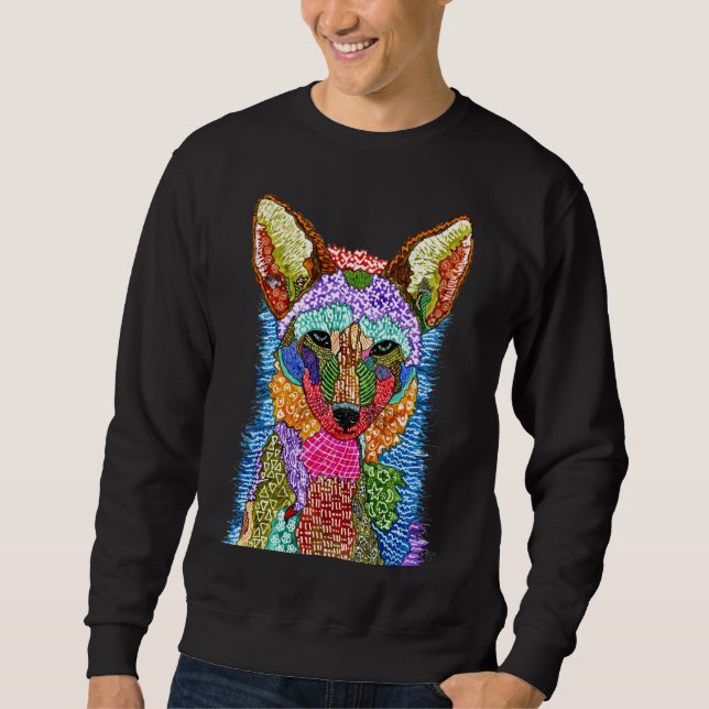 Färgfull Coyote Illustration Sweatshirt (Framsida)