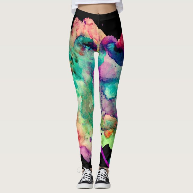 Färgfull, Crazy, Unik färgplatterraarmbåge Leggings (Framsida)
