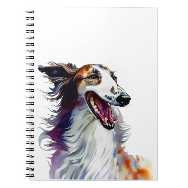 Färgfull Cute Borzoi Art | Vibrant Greyhound Art Anteckningsbok (Framsidan)